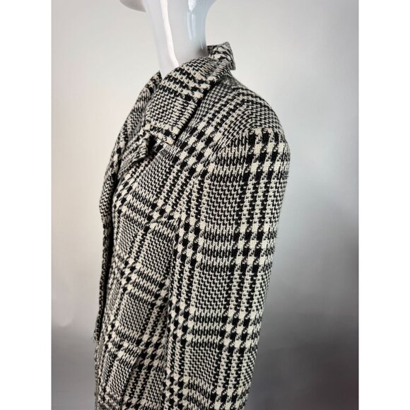 Express Tailleur Womens Black & White Plaid Double-Breasted Blazer Jacket Sz 12 - Picture 15 of 16